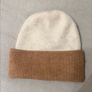 J Crew Wool and Alpaca Cream and Tan Knit Beanie